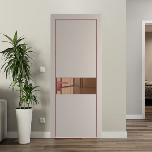 Межкомнатная дверь ProfilDoors 17 PA Санд с профилем Красный антрацит с стеклом  зеркало bronze