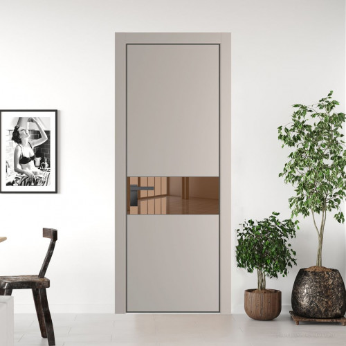 Межкомнатная дверь ProfilDoors 17 PA Санд с профилем Серая Ночь с стеклом  зеркало bronze