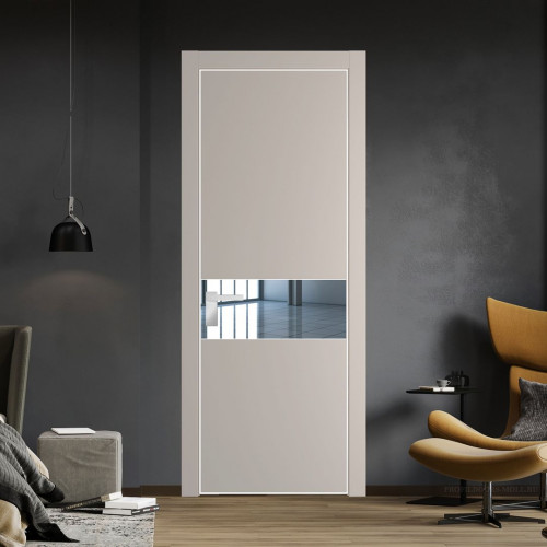 Межкомнатная дверь ProfilDoors 17 PA Санд с профилем Вайт с стеклом  зеркало