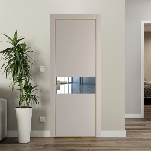 Межкомнатная дверь ProfilDoors 17 PA Санд с профилем Золото с стеклом  зеркало