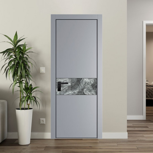 Межкомнатная дверь ProfilDoors 17 PA Смоки с профилем Черный с стеклом  атриум серебро