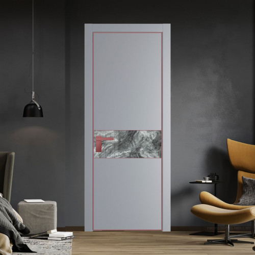 Межкомнатная дверь ProfilDoors 17 PA Смоки с профилем Красный антрацит с стеклом  атриум серебро