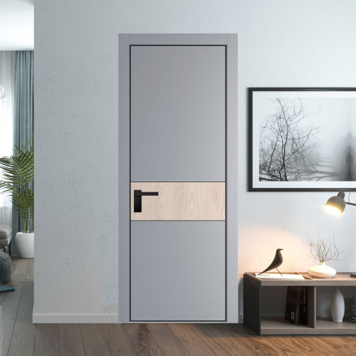 Межкомнатная дверь ProfilDoors 17 PA Смоки с профилем Черный с вставкой Каштан светлый