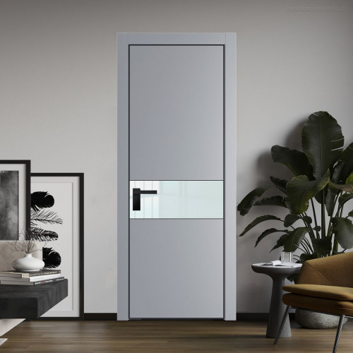 Межкомнатная дверь ProfilDoors 17 PA Смоки с профилем Черный с стеклом белый лак