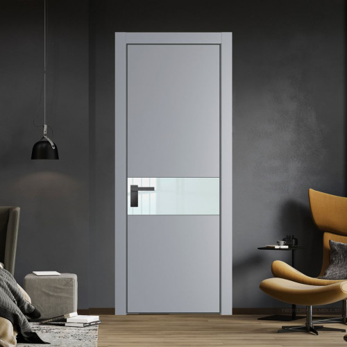 Межкомнатная дверь ProfilDoors 17 PA Смоки с профилем Серая Ночь с стеклом белый лак