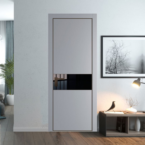 Межкомнатная дверь ProfilDoors 17 PA Смоки с профилем Деорэ с стеклом Lacobel Черный лак