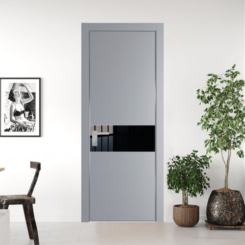 Межкомнатная дверь ProfilDoors 17 PA Смоки с профилем Серебро с стеклом Lacobel Черный лак