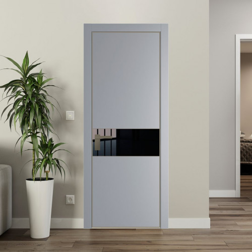 Межкомнатная дверь ProfilDoors 17 PA Смоки с профилем Шампань с стеклом Lacobel Черный лак