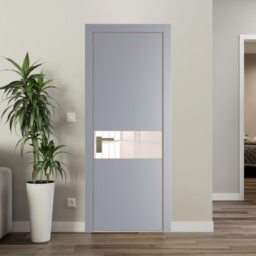Межкомнатная дверь ProfilDoors 17 PA Смоки с профилем Никель с стеклом перламутровый лак