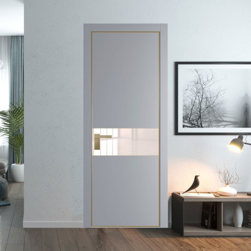 Межкомнатная дверь ProfilDoors 17 PA Смоки с профилем Золото с стеклом перламутровый лак