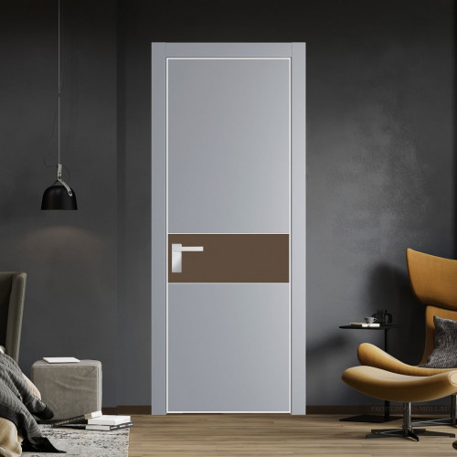 Межкомнатная дверь ProfilDoors 17 PA Смоки с профилем Вайт с стеклом  монохром гляссе