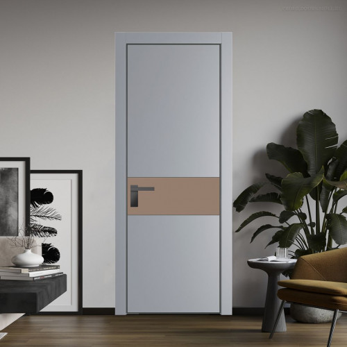Межкомнатная дверь ProfilDoors 17 PA Смоки с профилем Серая Ночь с стеклом  монохром капучино