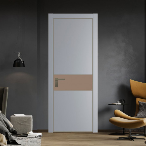 Межкомнатная дверь ProfilDoors 17 PA Смоки с профилем Шампань с стеклом  монохром капучино