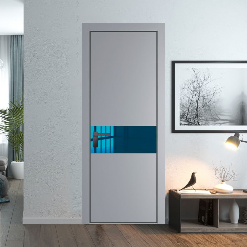 Межкомнатная дверь ProfilDoors 17 PA Смоки с профилем Серая Ночь с стеклом  зеркало blue