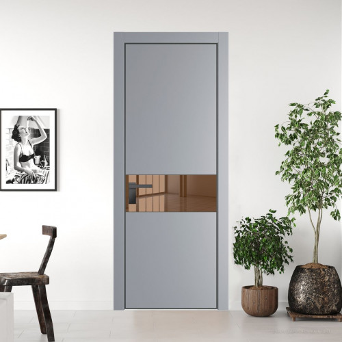 Межкомнатная дверь ProfilDoors 17 PA Смоки с профилем Серая Ночь с стеклом  зеркало bronze