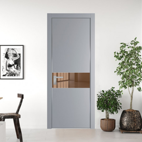 Межкомнатная дверь ProfilDoors 17 PA Смоки с профилем Серебро с стеклом  зеркало bronze
