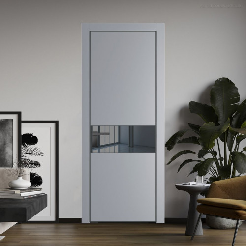 Межкомнатная дверь ProfilDoors 17 PA Смоки с профилем Серая Ночь с стеклом  зеркало grey