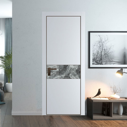 Межкомнатная дверь ProfilDoors 17 PA Вайт с профилем Деорэ с стеклом  атриум серебро