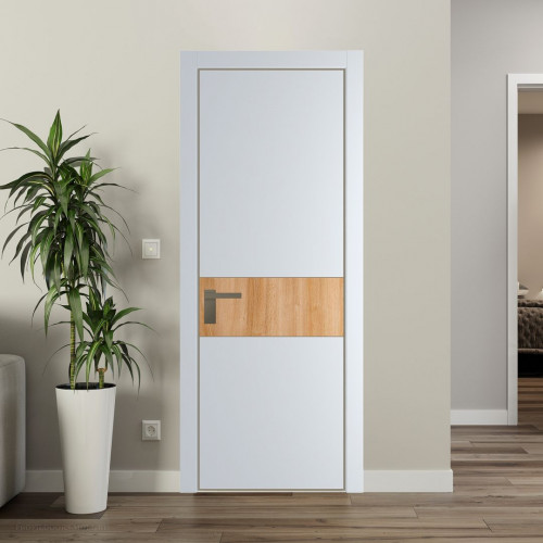 Межкомнатная дверь ProfilDoors 17 PA Вайт с профилем Шампань с вставкой Дуб Карамель