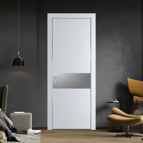 Межкомнатная дверь ProfilDoors 17 PA Вайт с профилем Серебро с стеклом серебро матлак
