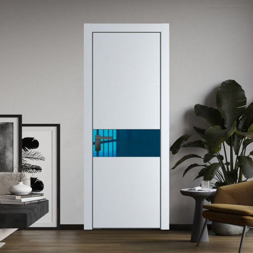 Межкомнатная дверь ProfilDoors 17 PA Вайт с профилем Серая Ночь с стеклом  зеркало blue