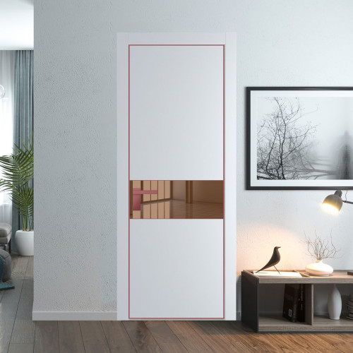 Межкомнатная дверь ProfilDoors 17 PA Вайт с профилем Красный антрацит с стеклом  зеркало bronze