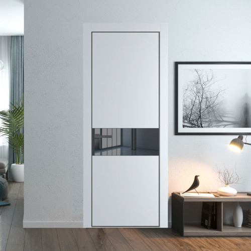 Межкомнатная дверь ProfilDoors 17 PA Вайт с профилем Серая Ночь с стеклом  зеркало grey