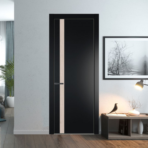 Межкомнатная дверь ProfilDoors 18 PA Блэк с профилем Серая Ночь с вставкой Каштан светлый