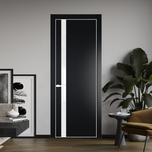 Межкомнатная дверь ProfilDoors 18 PA Блэк с профилем Вайт с стеклом лак классик
