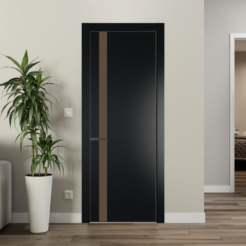 Межкомнатная дверь ProfilDoors 18 PA Блэк с профилем Серая Ночь с стеклом  монохром гляссе