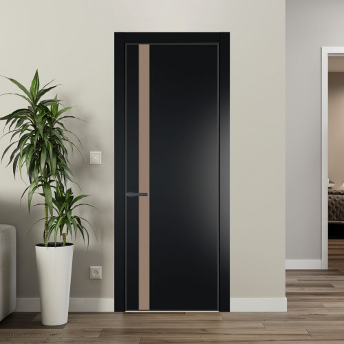 Межкомнатная дверь ProfilDoors 18 PA Блэк с профилем Серая Ночь с стеклом  монохром капучино