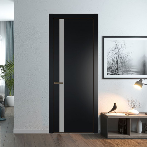 Межкомнатная дверь ProfilDoors 18 PA Блэк с профилем Деорэ с стеклом  монохром серый