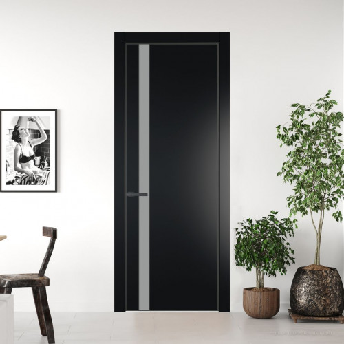 Межкомнатная дверь ProfilDoors 18 PA Блэк с профилем Серая Ночь с стеклом  монохром серый