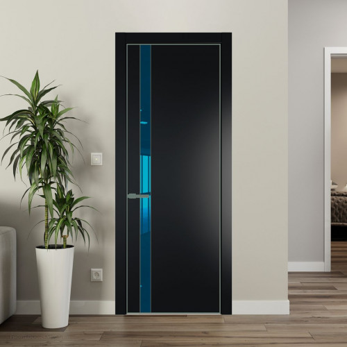 Межкомнатная дверь ProfilDoors 18 PA Блэк с профилем Зеленый воск с стеклом  зеркало blue