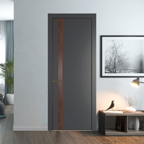 Межкомнатная дверь ProfilDoors 18 PA Графит с профилем Деорэ с вставкой Дуб Тобакко