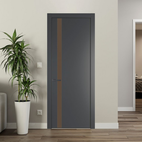 Межкомнатная дверь ProfilDoors 18 PA Графит с профилем Серая Ночь с стеклом  монохром гляссе