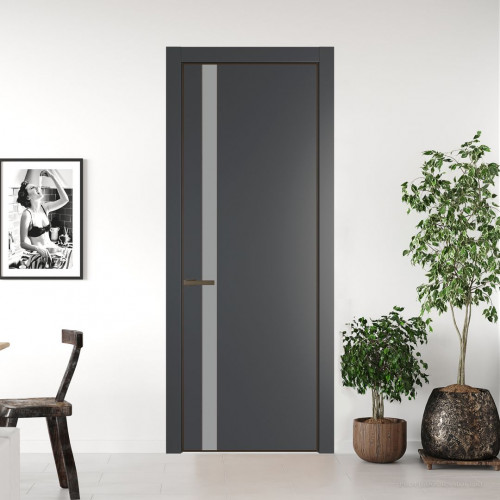 Межкомнатная дверь ProfilDoors 18 PA Графит с профилем Деорэ с стеклом  монохром серый
