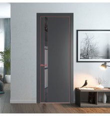 18 PA Графит с профилем Красный антрацит с стеклом  зеркало grey