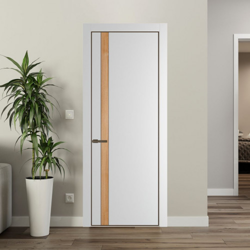 Межкомнатная дверь ProfilDoors 18 PA Крем вайт с профилем Деорэ с вставкой Дуб Карамель