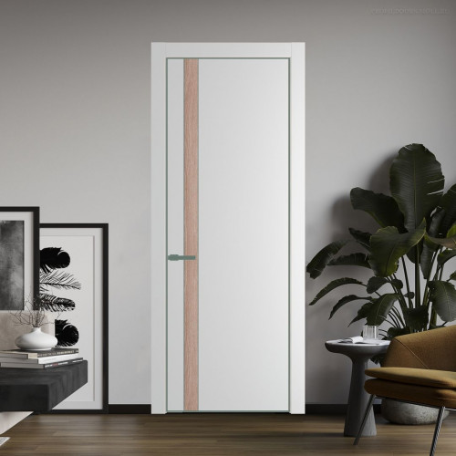 Межкомнатная дверь ProfilDoors 18 PA Крем вайт с профилем Зеленый воск с вставкой Дуб Сонома