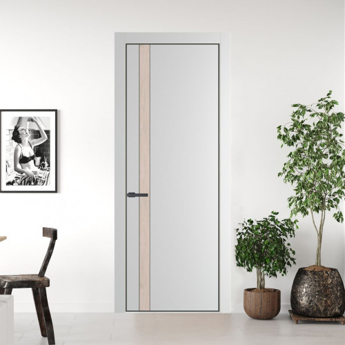 Межкомнатная дверь ProfilDoors 18 PA Крем вайт с профилем Серая Ночь с вставкой Каштан светлый