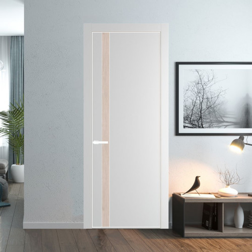 Межкомнатная дверь ProfilDoors 18 PA Крем вайт с профилем Вайт с вставкой Каштан светлый