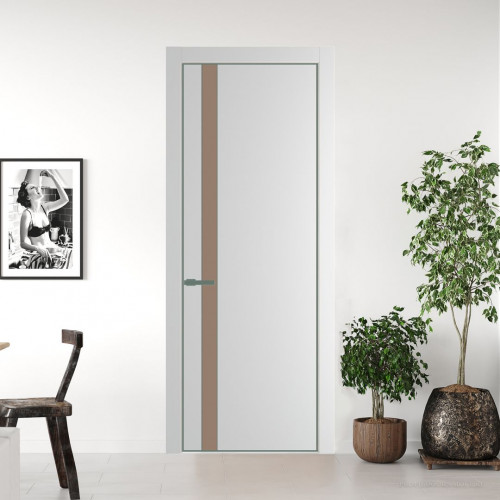 Межкомнатная дверь ProfilDoors 18 PA Крем вайт с профилем Зеленый воск с стеклом  монохром капучино