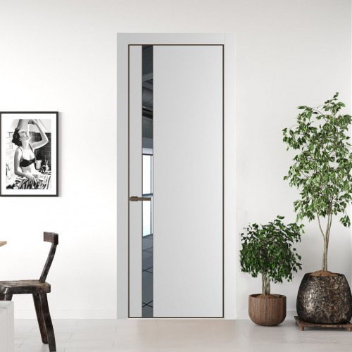 Межкомнатная дверь ProfilDoors 18 PA Крем вайт с профилем Деорэ с стеклом  зеркало