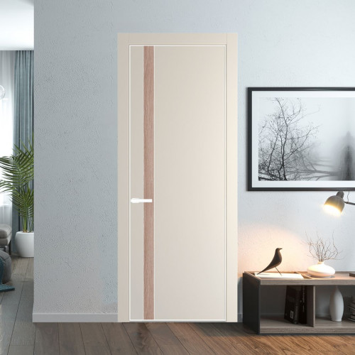 Межкомнатная дверь ProfilDoors 18 PA Кремовая Магнолия с профилем Вайт с вставкой Дуб Сонома