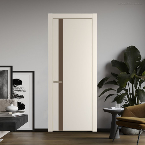 Межкомнатная дверь ProfilDoors 18 PA Кремовая Магнолия с профилем Никель с стеклом  монохром гляссе