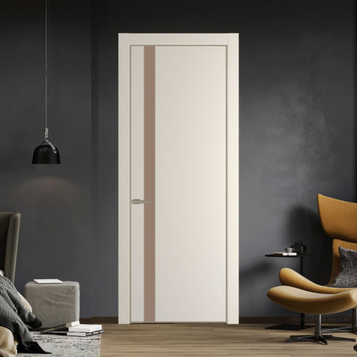Межкомнатная дверь ProfilDoors 18 PA Кремовая Магнолия с профилем Никель с стеклом  монохром капучино