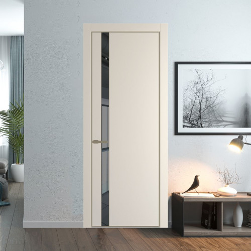 Межкомнатная дверь ProfilDoors 18 PA Кремовая Магнолия с профилем Шампань с стеклом  зеркало grey