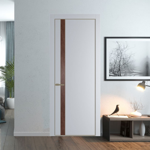 Межкомнатная дверь ProfilDoors 18 PA Лайт Грей с профилем Шампань с вставкой Дуб Тобакко