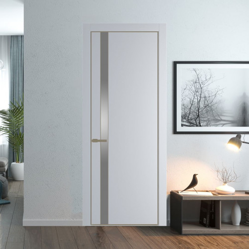 Межкомнатная дверь ProfilDoors 18 PA Лайт Грей с профилем Шампань с стеклом серебро матлак